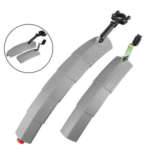 Bicycle Telescopic Folding Mudguard 27.5 Inch Extended Water Retaining LED Taillight(Gray) by buy2fix