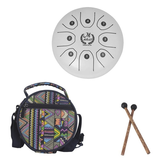 MEIBEITE 5.5-Inch C-Tune Sanskrit Drum Steel Tongue Empty Worry-Free Drum(White) by MEIBEITE