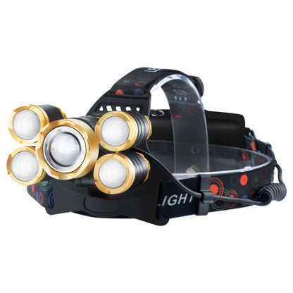 Rechargeable Waterproof Outdoor Headlight Zoom Sensor Light, Colour: Golden Non-sensing (2 Batteries 1 Charger) - Headlamp by buy2fix | Online Shopping UK | buy2fix