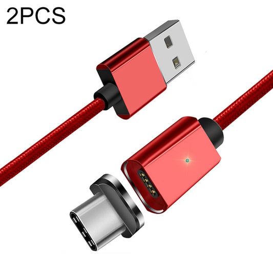 2 PCS ESSAGER Smartphone Fast Charging and Data Transmission Magnetic Cable with USB-C / Type-C Magnetic Head, Cable Length: 2m (Red) - Mobile Accessories by buy2fix | Online Shopping UK | buy2fix