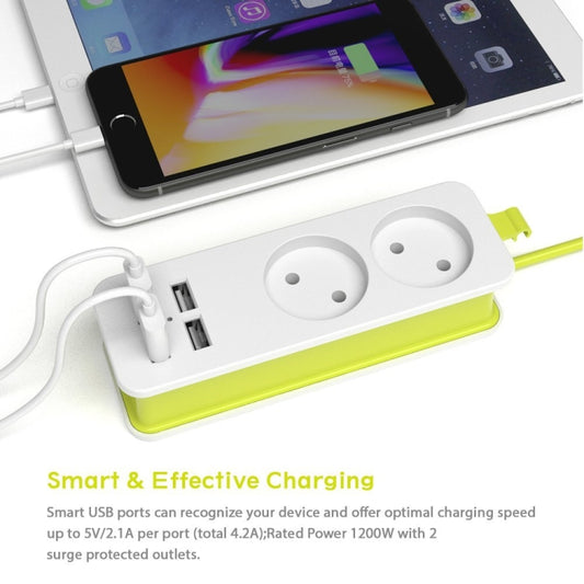 Power Strip 1/2 EU Plug 4 USB Port 1200W 250V 1.5m Cable Wall Portable Multiple Socket EU Plug Outlets(2 OUTLET 4USB) by buy2fix