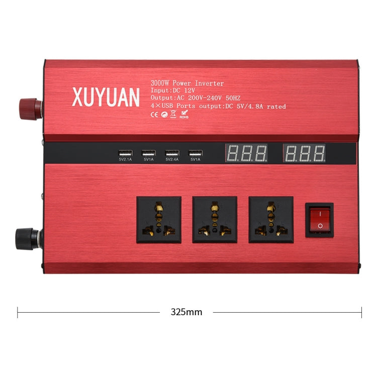 XUYUAN 3000W Car Inverter USB Display Charging Converter, Specification: 12V to 220V - Modified Square Wave by buy2fix | Online Shopping UK | buy2fix