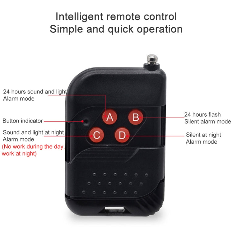 N911F 129dB Wireless Remote Control Solar Human Body Induction Sound Light Alarm - Security by buy2fix | Online Shopping UK | buy2fix