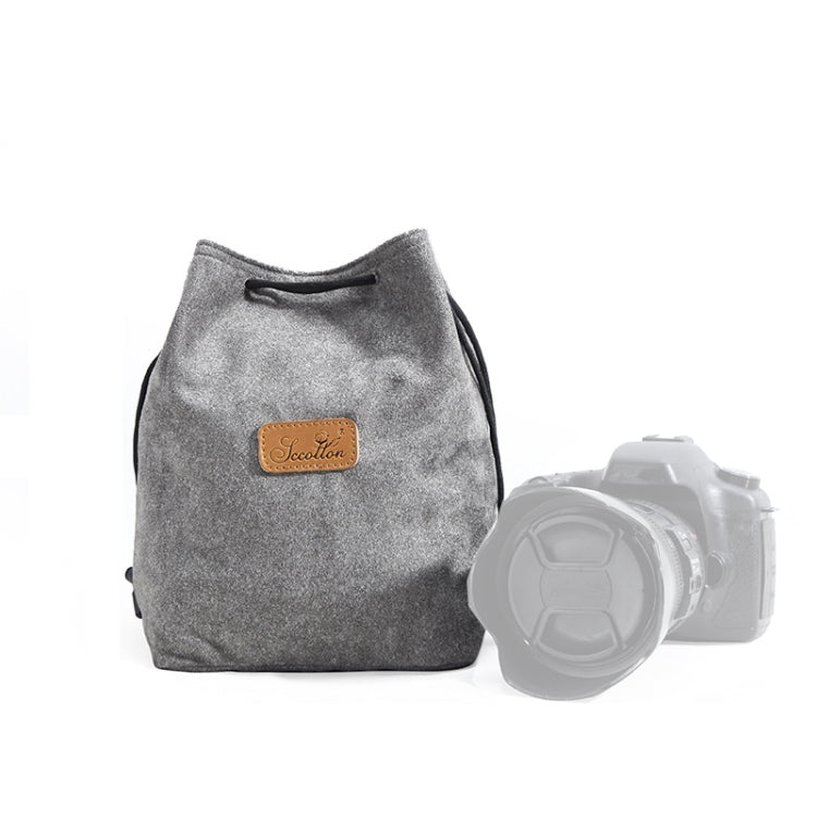 S.C.COTTON Liner Shockproof Digital Protection Portable SLR Lens Bag Micro Single Camera Bag Square Gray L - Camera Accessories by S.C.COTTON | Online Shopping UK | buy2fix