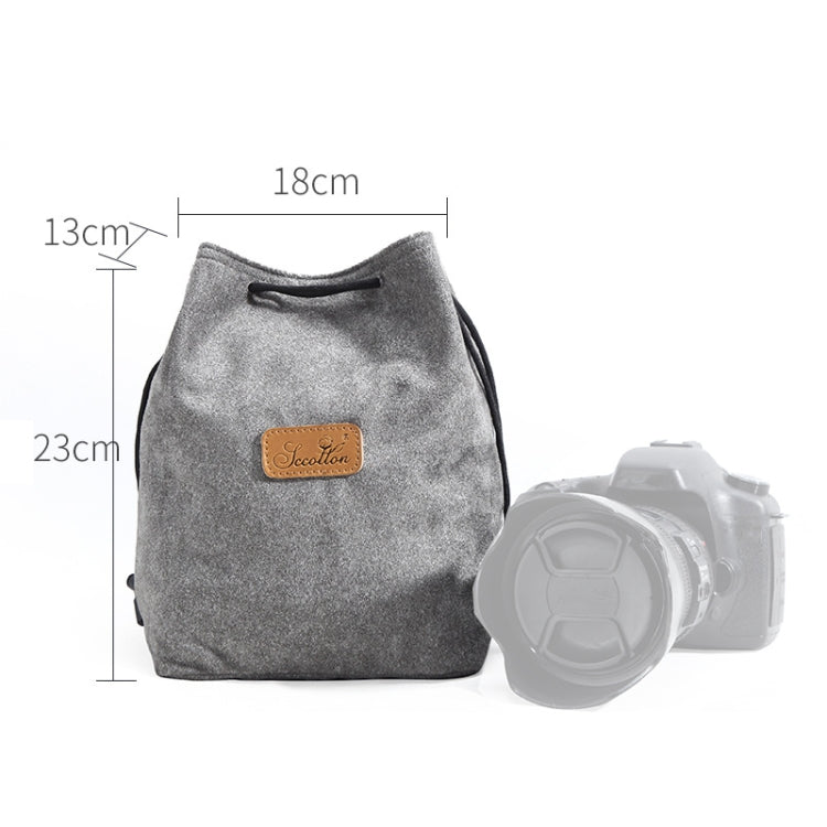 S.C.COTTON Liner Shockproof Digital Protection Portable SLR Lens Bag Micro Single Camera Bag Square Gray L - Camera Accessories by S.C.COTTON | Online Shopping UK | buy2fix