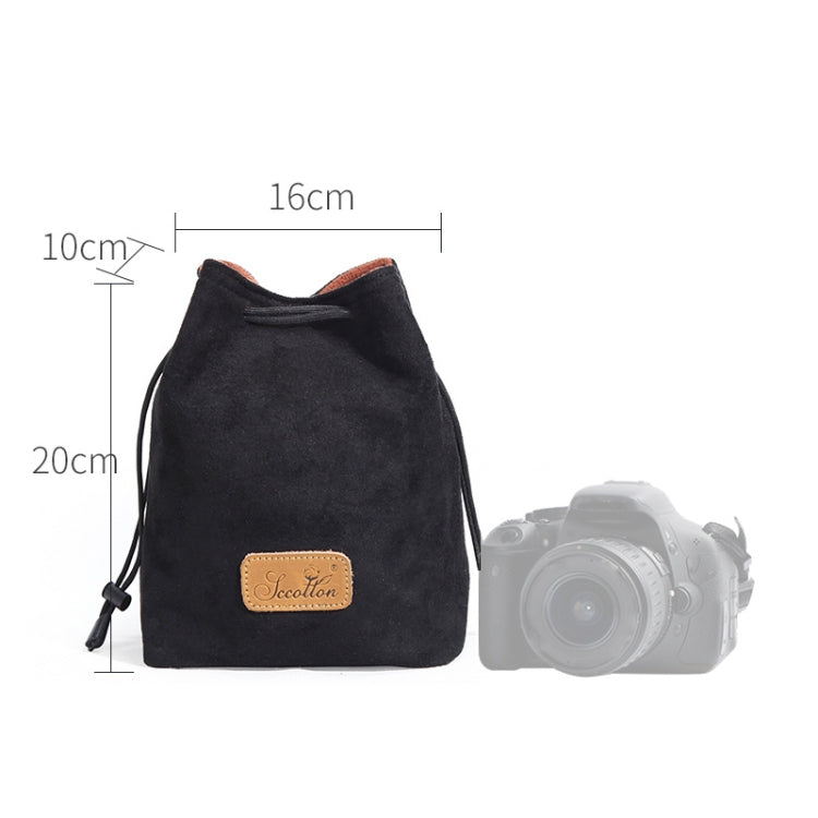 S.C.COTTON Liner Shockproof Digital Protection Portable SLR Lens Bag Micro Single Camera Bag Square Black M - Lens Bag by S.C.COTTON | Online Shopping UK | buy2fix