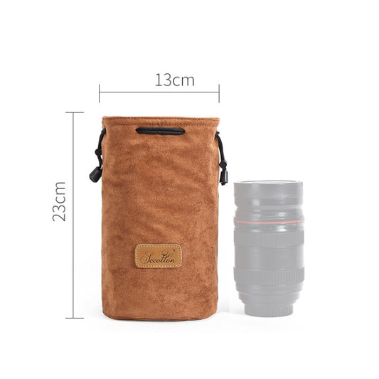 S.C.COTTON Liner Shockproof Digital Protection Portable SLR Lens Bag Micro Single Camera Bag Round Khaki M by S.C.COTTON