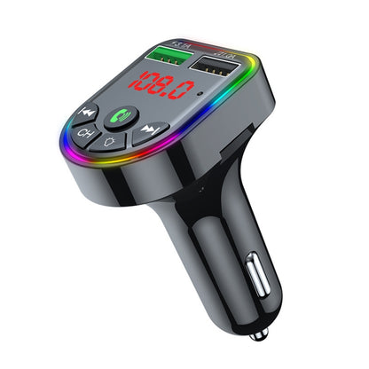 F5 Car FM Transmitter Bluetooth Hands-Free MP3 Music Player Colorful Atmosphere Light - Bluetooth Car Kits by buy2fix | Online Shopping UK | buy2fix