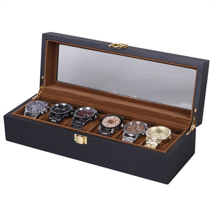 Wooden Baking Paint Watch Box Jewelry Storage Display Box(06 Black + Brown Matte) - Watch Storages by buy2fix | Online Shopping UK | buy2fix