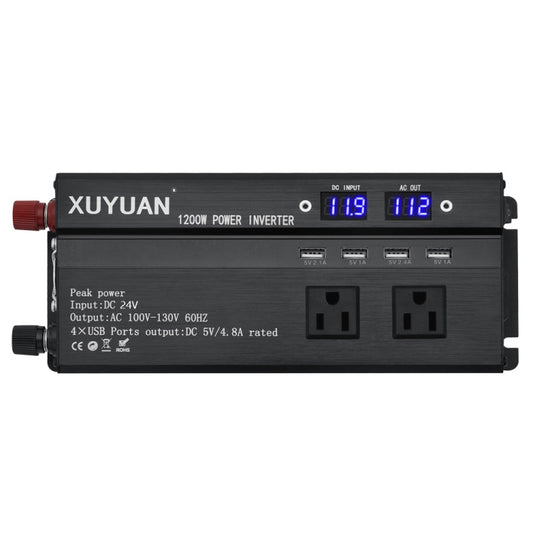 XUYUAN 1200W Car Inverter with LED Display Converter, US Plug, Specification: 24V to 110V -  by XUYUAN | Online Shopping UK | buy2fix