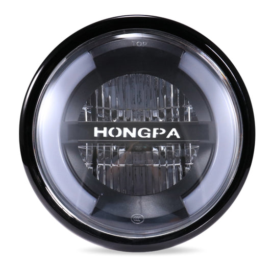 HONGPA Motorcycle Retro Headlights Modified Parts LED General Metal Headlights(Bright Black) - Headlights by buy2fix | Online Shopping UK | buy2fix