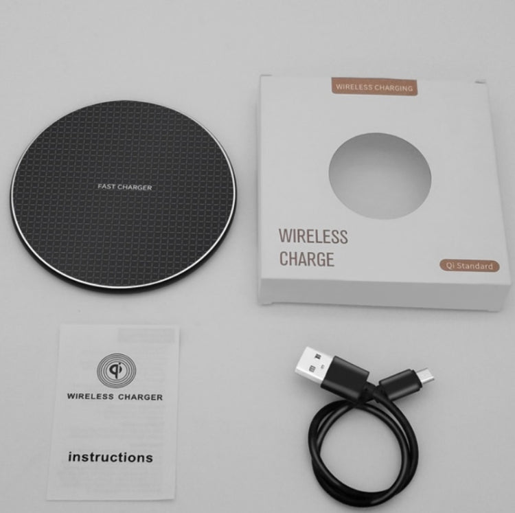 K8 10W Universal Aluminum Alloy Mobile Phone Wireless Charger, Specification:with 50cm Cable(Black) - Wireless Charger by buy2fix | Online Shopping UK | buy2fix