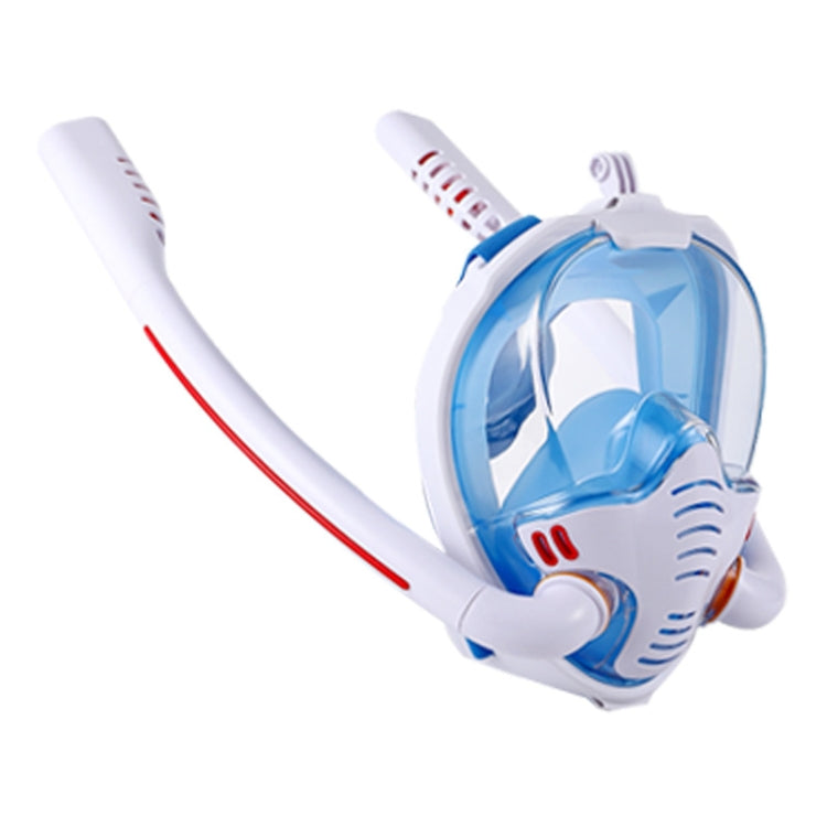 Snorkeling Mask Double Tube Silicone Full Dry Diving Mask Adult Swimming Mask Diving Goggles, Size: S/M(White/Blue) - DJI & GoPro Accessories by buy2fix | Online Shopping UK | buy2fix