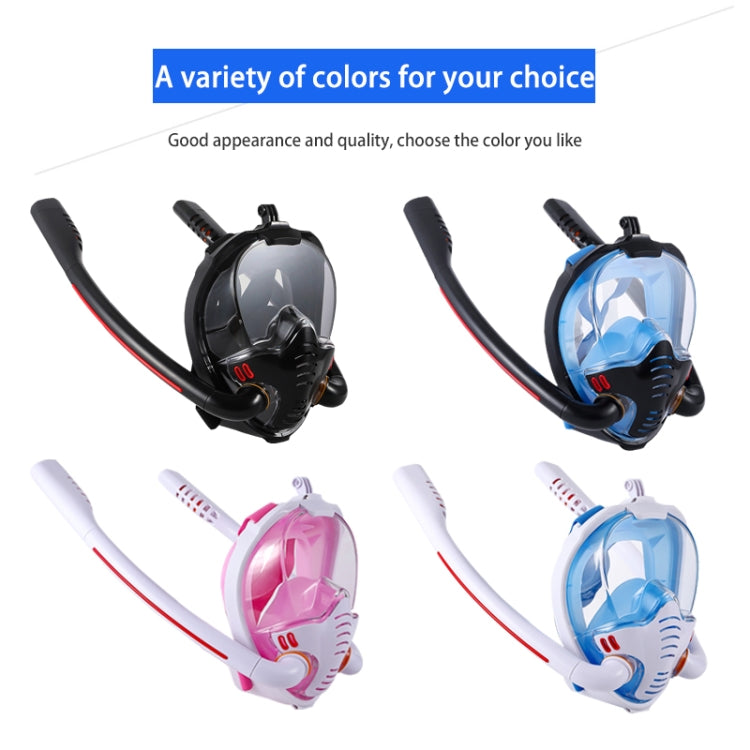 Snorkeling Mask Double Tube Silicone Full Dry Diving Mask Adult Swimming Mask Diving Goggles, Size: S/M(White/Blue) - DJI & GoPro Accessories by buy2fix | Online Shopping UK | buy2fix