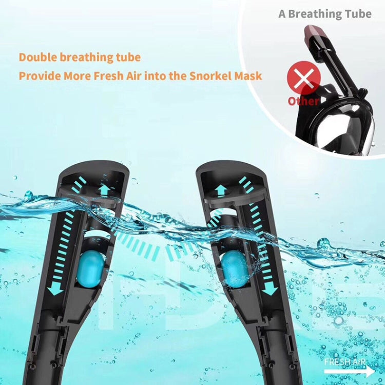 Snorkeling Mask Double Tube Silicone Full Dry Diving Mask Adult Swimming Mask Diving Goggles, Size: S/M(Black/Blue) - DJI & GoPro Accessories by buy2fix | Online Shopping UK | buy2fix