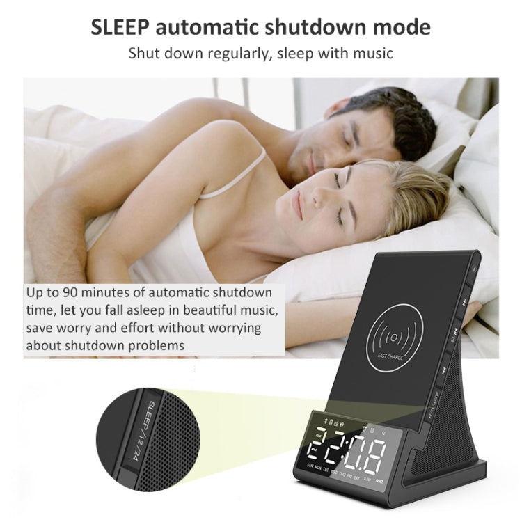 X7 Multifunctional Wireless Charging Bluetooth Speaker with Alarm Clock & Radio & Remote Control, Specification: AU Plug - Desktop Speaker by buy2fix | Online Shopping UK | buy2fix