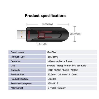 SanDisk CZ600 USB 3.0 High Speed U Disk, Capacity: 128GB - USB Flash Drives by SanDisk | Online Shopping UK | buy2fix