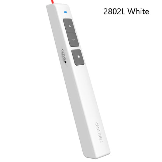 Deli 2.4GHz Laser Page Turning Pen Rechargeable Speech Projector Pen, Model: 2802L (White) by Deli