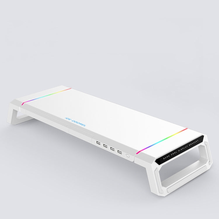 ICE COOREL T1 Monitor Increased Rack Foldable Laptop Stand With RGB Lighting & 4xUSB2.0 Expansion Interface(Moonlight White) - Computer & Networking by buy2fix | Online Shopping UK | buy2fix