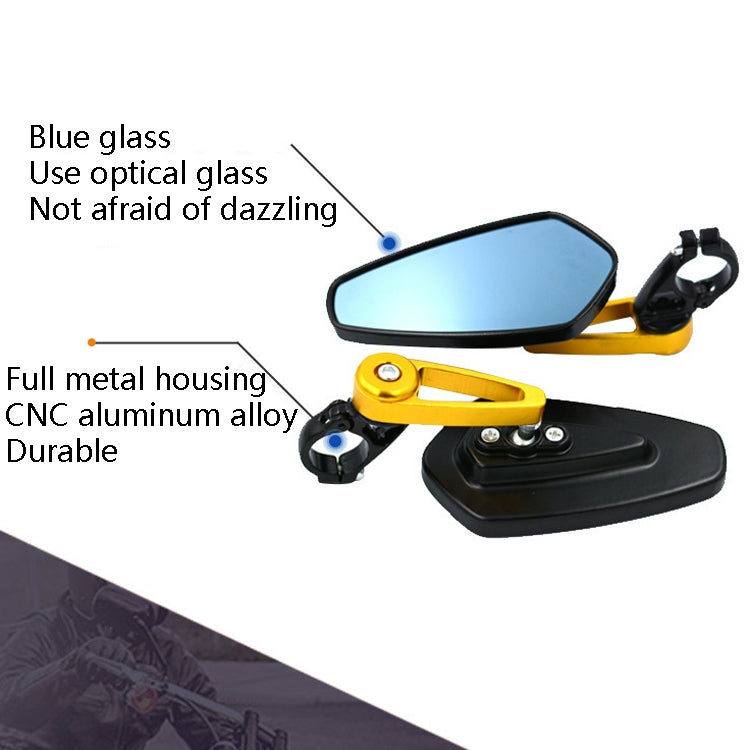 Electric Bike Motorcycle Modified Reversing Retro Rearview Handle Mirror All Aluminum Reflective Rearview Mirror(Golden) - Side Mirrors by buy2fix | Online Shopping UK | buy2fix