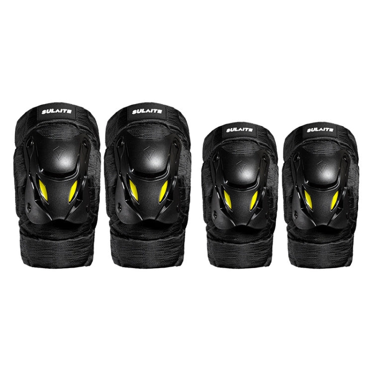 SULAITE Motorcycle Protector Rider Wind Warmth Protective Gear Riding Equipment, Colour: Black Knee Pad+Elbow Pad by SULAITE