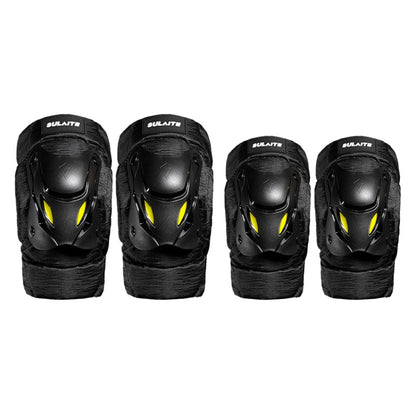 SULAITE Motorcycle Protector Rider Wind Warmth Protective Gear Riding Equipment, Colour: Black Knee Pad+Elbow Pad by SULAITE