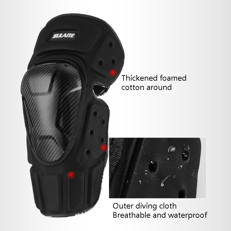 SULAITE Off-Road Motorcycle Windproof Warmth Drop-Proof Breathable Carbon Fiber Protective Gear, Specification: Knee Pads+Elbow Pads - Protective Gear by SULAITE | Online Shopping UK | buy2fix