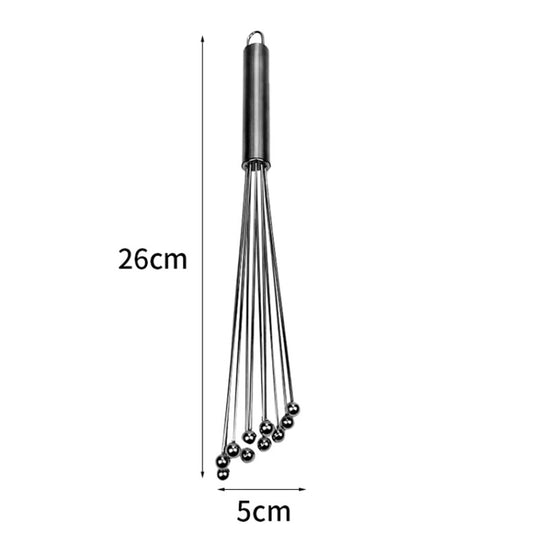 Manual Whisk Stainless Steel Glass Bead Egg Whisk Kitchen Household Hand-Held Baking Tools Type A 10 Inch by buy2fix