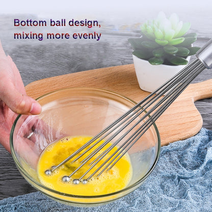 2 PCS Manual Whisk Stainless Steel Glass Bead Egg Whisk Kitchen Household Hand-Held Baking Tools Type A 10 Inch - Stirrer & Squeezer by buy2fix | Online Shopping UK | buy2fix