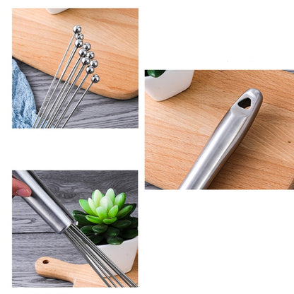 2 PCS Manual Whisk Stainless Steel Glass Bead Egg Whisk Kitchen Household Hand-Held Baking Tools Type B 10 Inch - Stirrer & Squeezer by buy2fix | Online Shopping UK | buy2fix