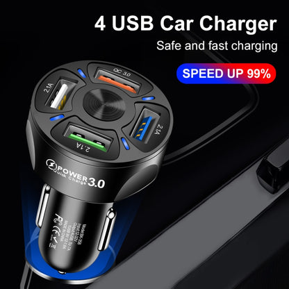 2 PCS BK-358 3A QC3.0 4USB Car Charger One For Four Mobile Phone Car Charger(Black) - In Car by buy2fix | Online Shopping UK | buy2fix