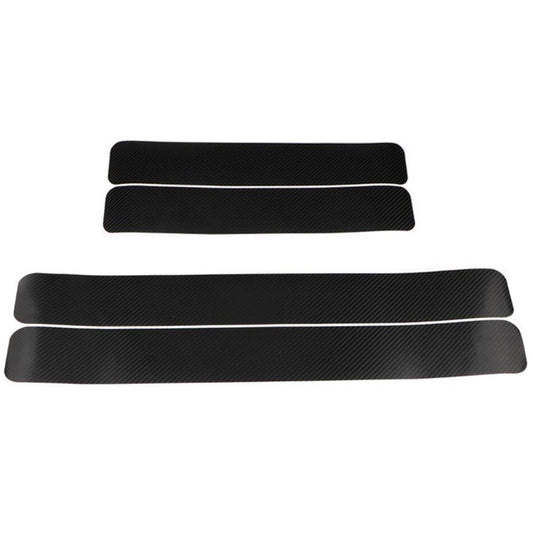 5 Sets Car Threshold Carbon Fiber Sticker Car Door Scratch Strip Anti-Kick Film Protective Pad Threshold Strip, Colour: 4 PCS / Set 3D Black by buy2fix