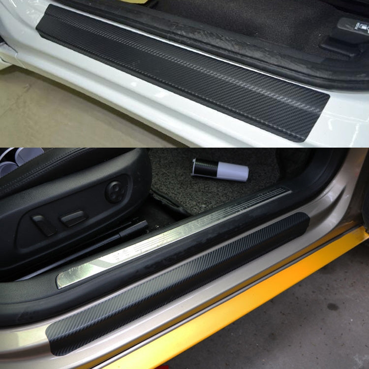 5 Sets Car Threshold Carbon Fiber Sticker Car Door Scratch Strip Anti-Kick Film Protective Pad Threshold Strip, Colour: 4 PCS / Set 4D Black by buy2fix