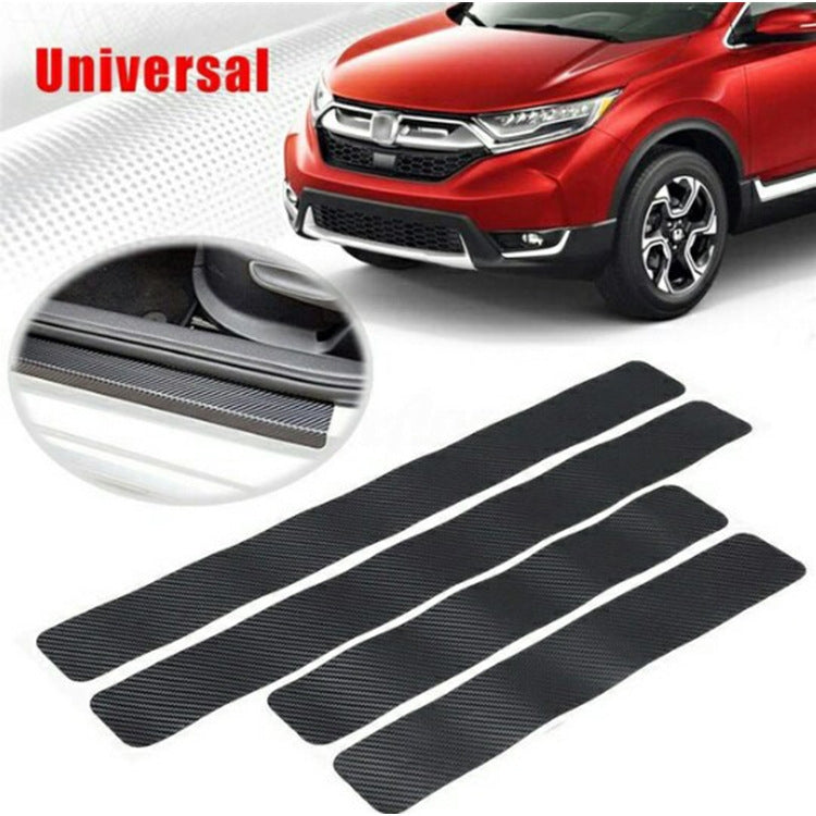 5 Sets Car Threshold Carbon Fiber Sticker Car Door Scratch Strip Anti-Kick Film Protective Pad Threshold Strip, Colour: 4 PCS / Set 4D Black by buy2fix