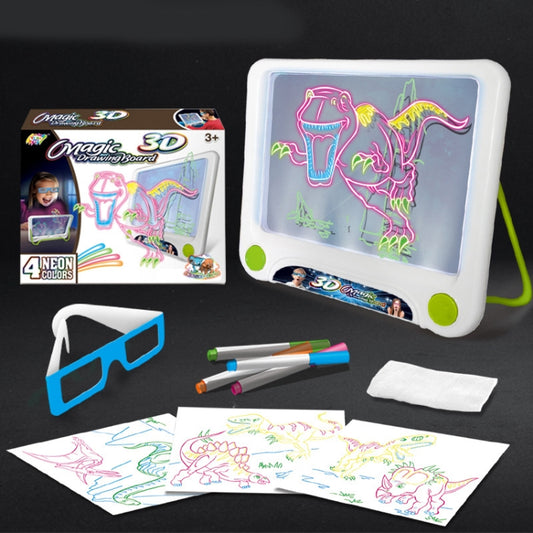 3D Fluorescent Drawing Board Magic Luminous Three-Dimensional Writing Board Graffiti Board Lighting Puzzle Children Drawing Board,Style: Drawing Screen (Dinosaur Version) by buy2fix