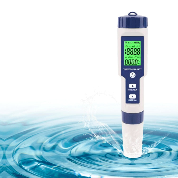 EZ-9909 PH/Salinity/Temperature/TDS/EC 5-in-1 Test Pen Multifunctional Water Quality Detector - Consumer Electronics by buy2fix | Online Shopping UK | buy2fix