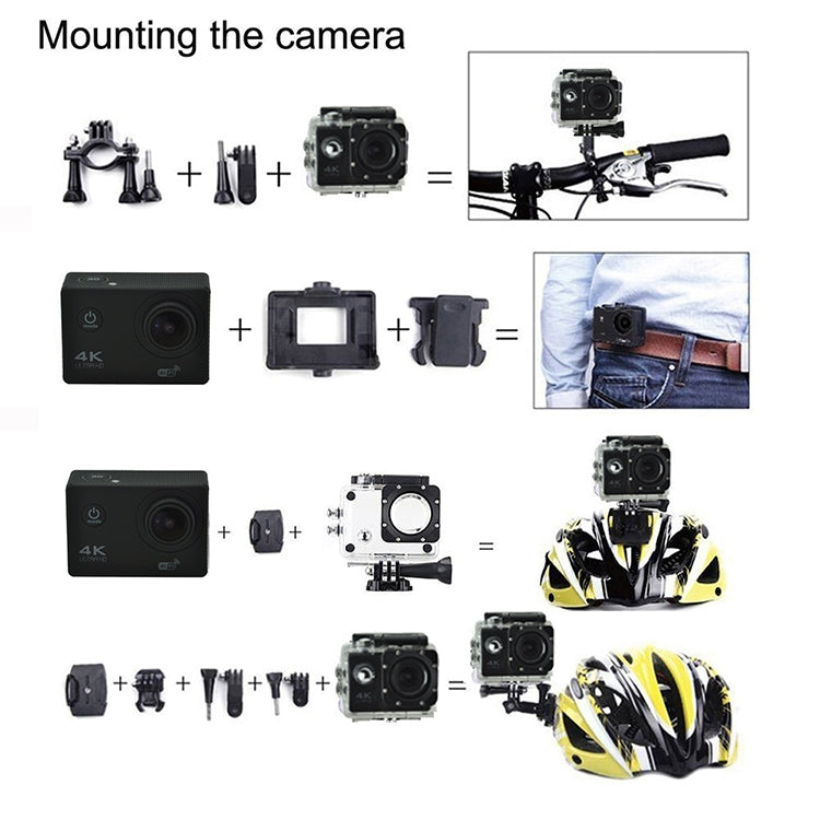 WIFI Waterproof Action Camera Cycling 4K camera Ultra Diving  60PFS kamera Helmet bicycle Cam underwater Sports 1080P Camera(Yellow) - Consumer Electronics by buy2fix | Online Shopping UK | buy2fix