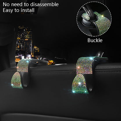 3 PCS Car Rear Seat Hooks Car Seats Multi-Function Diamond-Studded Hooks, Colour: Red Diamond by buy2fix