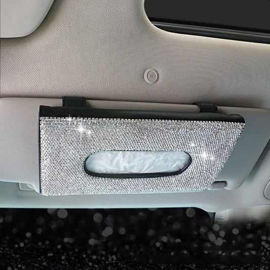 Car Tissue Box Car Hanging Sun Visor Pumping Box(Black White Diamonds) by buy2fix