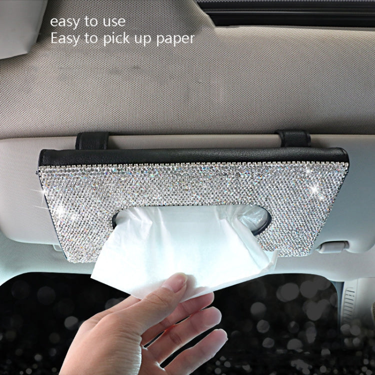 Car Tissue Box Car Hanging Sun Visor Pumping Box(Black White Diamonds) by buy2fix