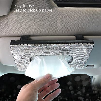 Car Tissue Box Car Hanging Sun Visor Pumping Box(Black White Diamonds) by buy2fix