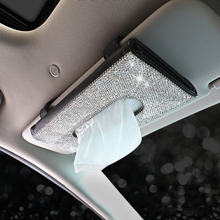 Car Tissue Box Car Hanging Sun Visor Pumping Box(Black White Diamonds) by buy2fix