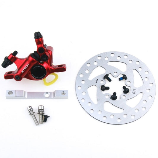 3 in 1 Scooter Modified Hydraulic Brake + 120mm Disc Brake Disc + Modified Seat Set For Xiaomi Mijia M365 Pro(Red Brake + Silver Adapter) by buy2fix