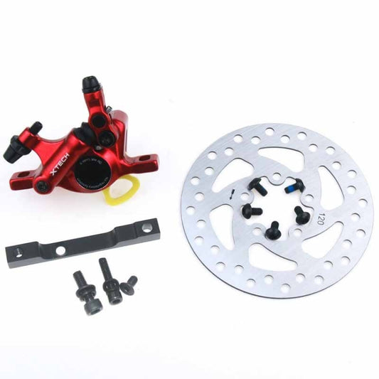 3 in 1 Scooter Modified Hydraulic Brake + 120mm Disc Brake Disc + Modified Seat Set For Xiaomi Mijia M365 Pro(Red Brake + Black Adapter) by buy2fix