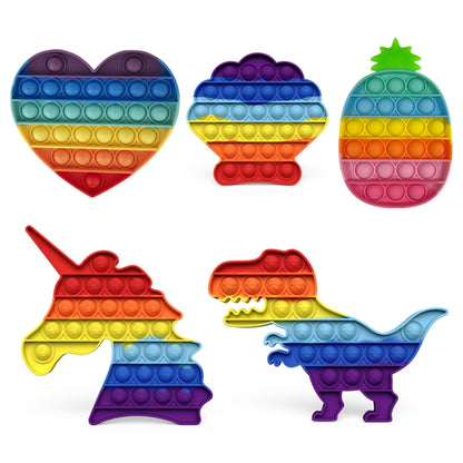 5 PCS Children Math Logic Educational Toys Silicone Pressing Parent-Child Game, Style: Dinosaur (Rainbow) - Squeeze Toys by buy2fix | Online Shopping UK | buy2fix