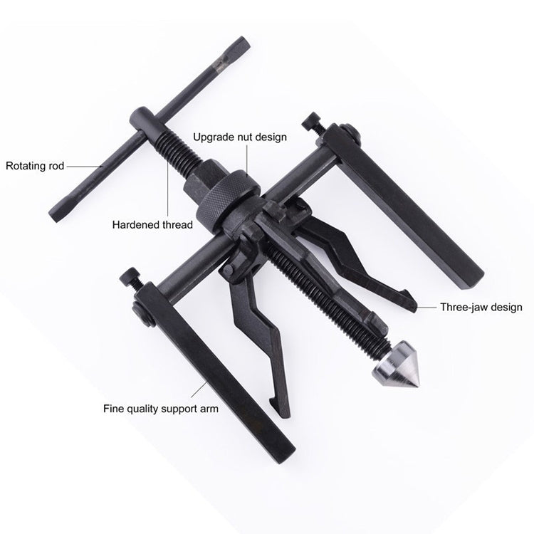 3-Jaw Inner Bearing Puller Gear Extractor Heavy Duty Automotive Machine Tool Kit(Black) - In Car by buy2fix | Online Shopping UK | buy2fix