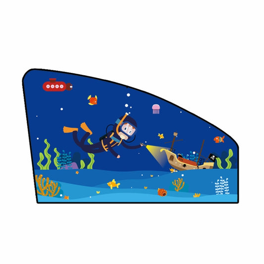 Automobile Sunshade Car Windows Sun Protection And Heat Insulation Magnetic Telescopic Side Curtains(Undersea Adventure Driving Position) by buy2fix
