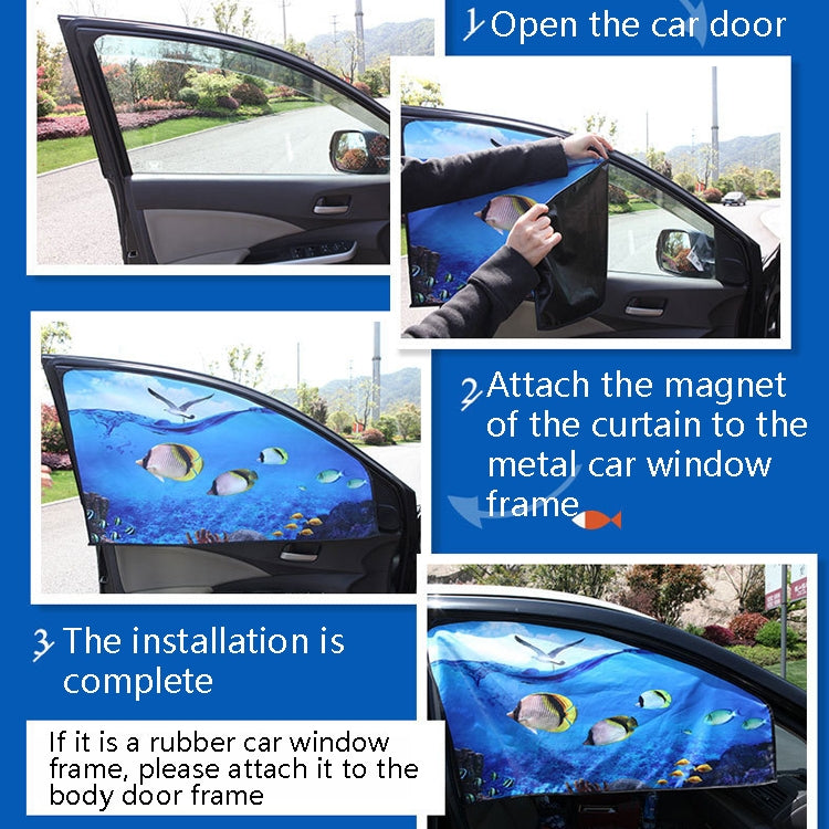 Automobile Sunshade Car Windows Sun Protection And Heat Insulation Magnetic Telescopic Side Curtains(Deep Sea Adventure Driving Position) by buy2fix