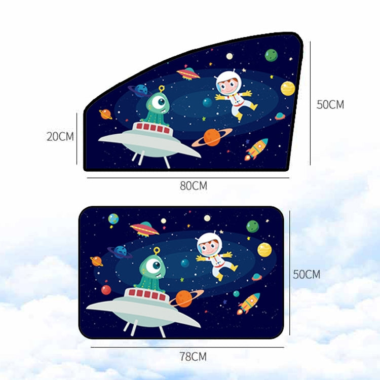 Automobile Sunshade Car Windows Sun Protection And Heat Insulation Magnetic Telescopic Side Curtains(Space Adventure Rear Square) by buy2fix