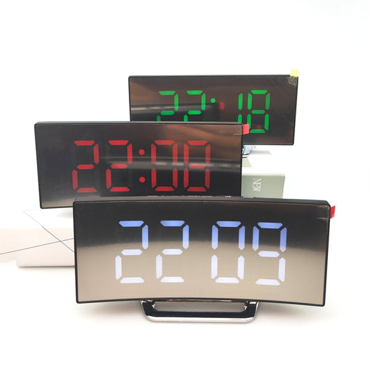 6507 Curved Big Screen Electronic Clock LED Mirror Mute Alarm Clock(Red) by buy2fix